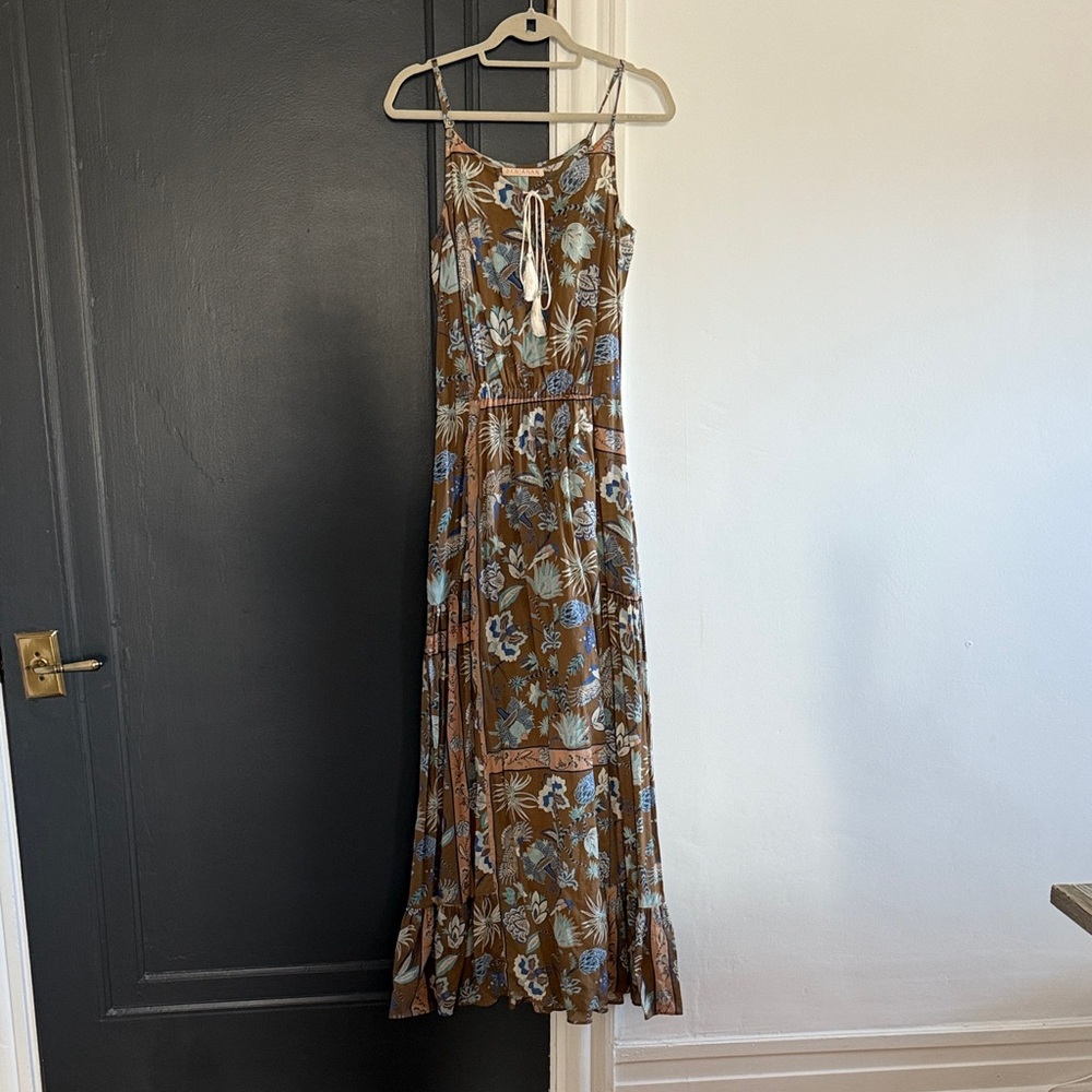 Banjanan Floral Brown and Blue Maxi Dress